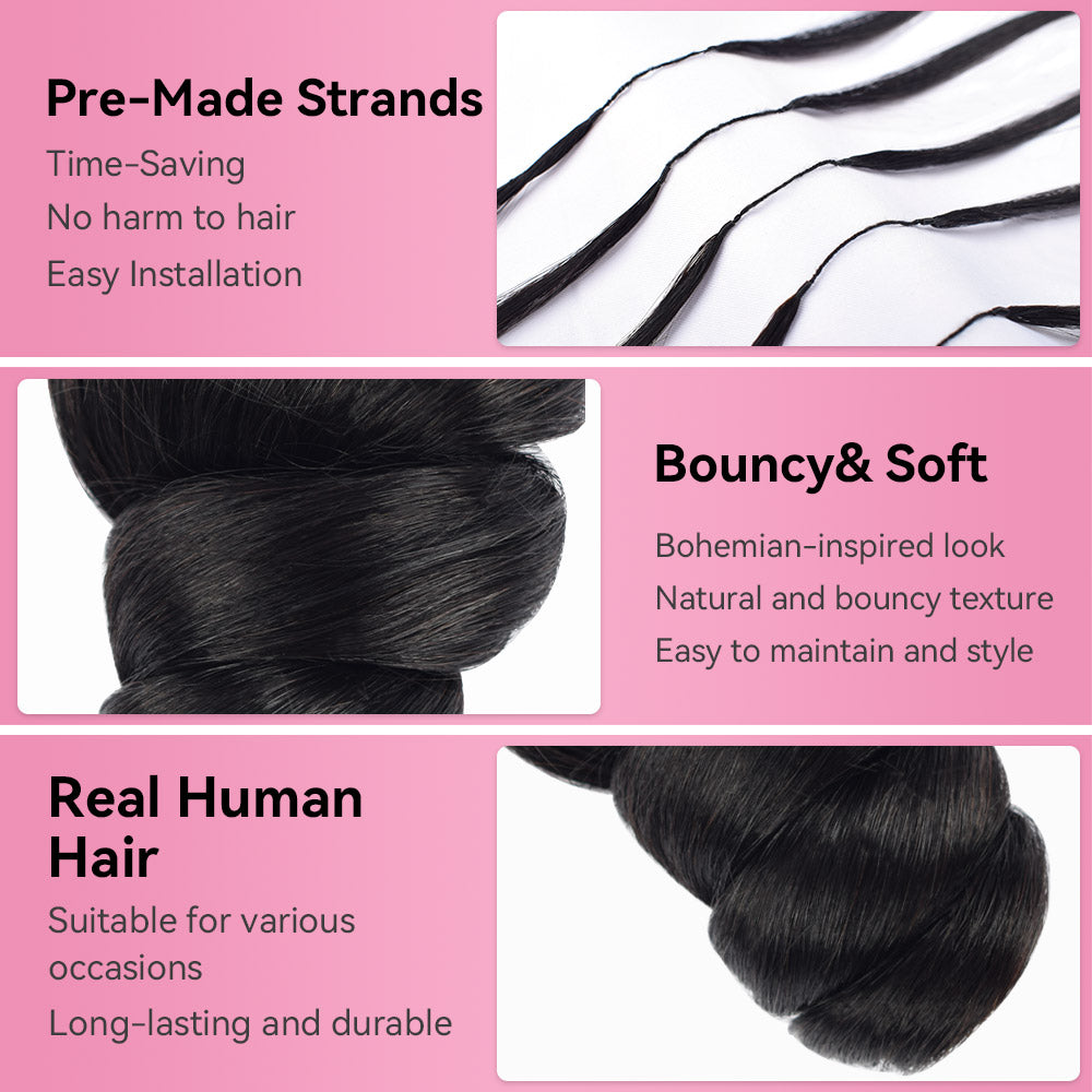 Loose Wave Crochet Human Hair Extensions CVOHAIR