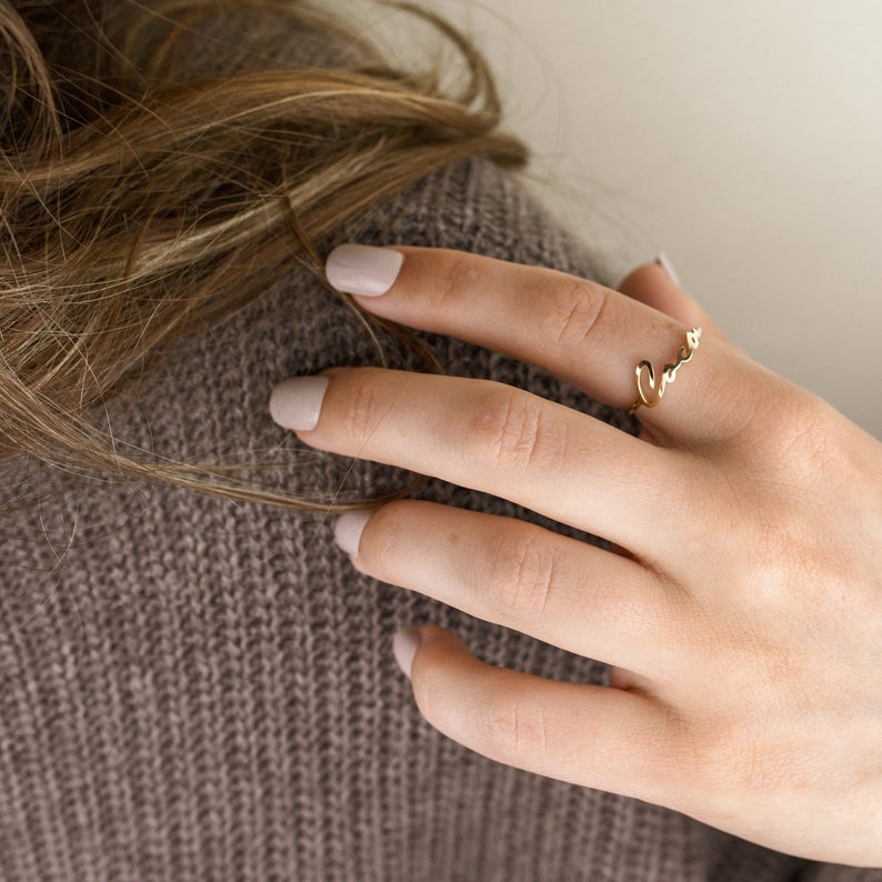 Script Name Ring in Silver Mother's Day Jewelry Gift