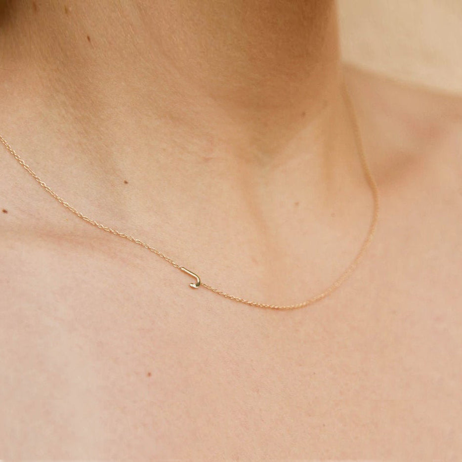 Gold Initial Necklace with Chain Minimalist Jewelry