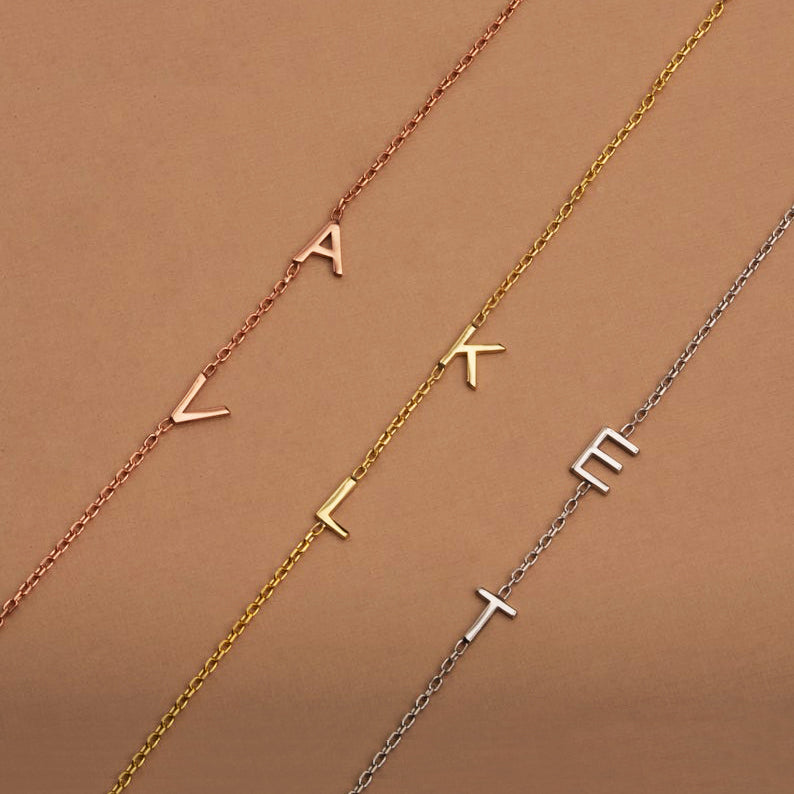 Sidewalk Letters Necklace Custom Initial Jewelry