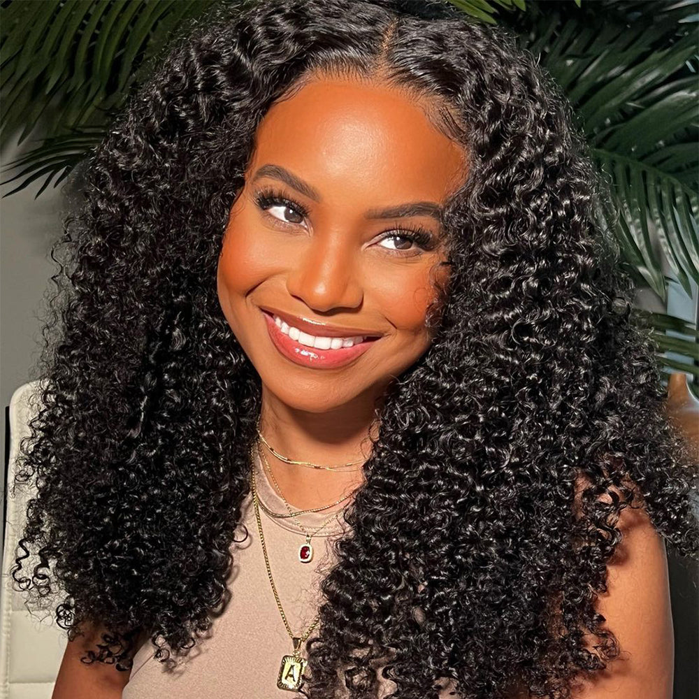 Kinky Curly HD Lace Frontal Wigs Human Hair 200% Density Pre Plucked With Baby Hair CVOHAIR