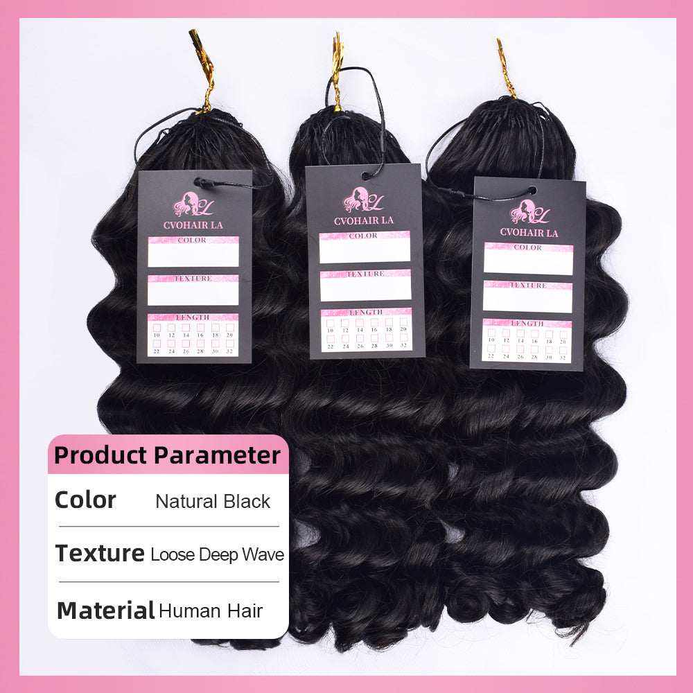 Loose Deep Wave Crochet Human Hair Extensions CVOHAIR