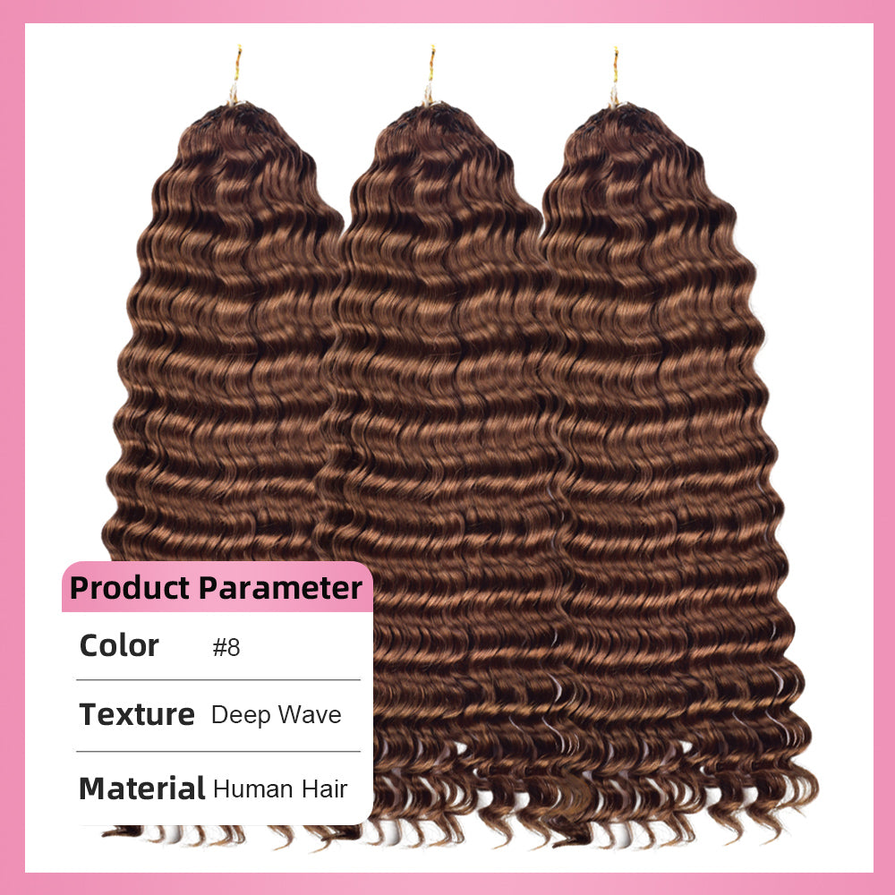 #8 Deep Wave Crochet Human Hair Extensions CVOHAIR