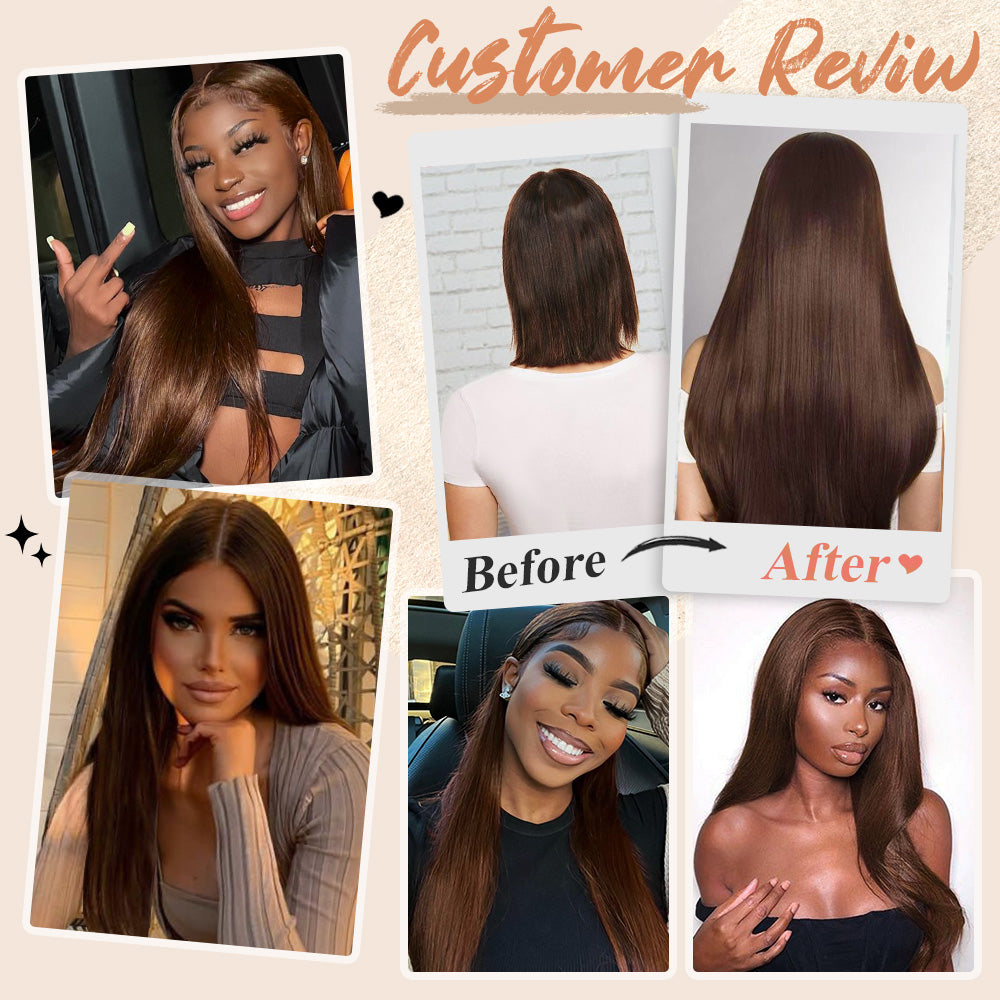 #3 Straight Free Shipping Clip in Hair Extensions Real Human Hair PU Seamless Clip ins 6Pcs 110G CVOHAIR