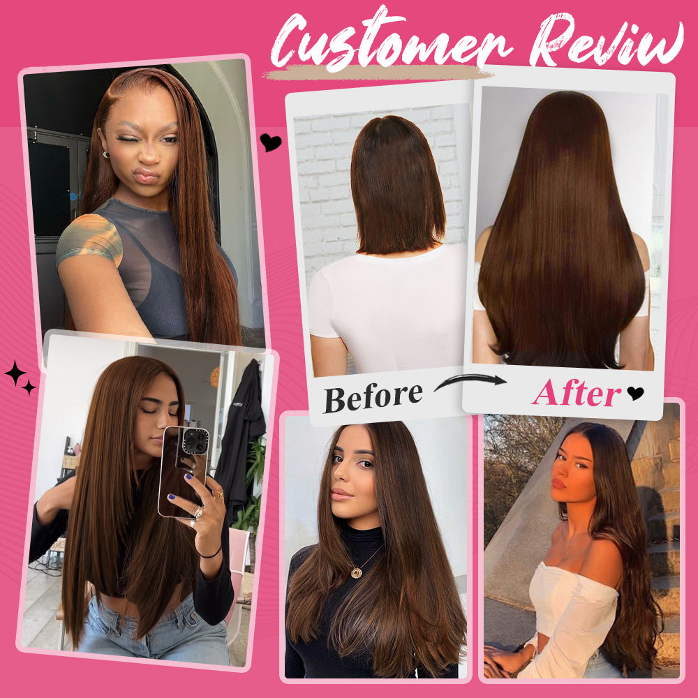 #3 Straight Free Shipping Clip in Hair Extensions Real Human Hair Invisible Lace Clip ins 6Pcs 110G CVOHAIR