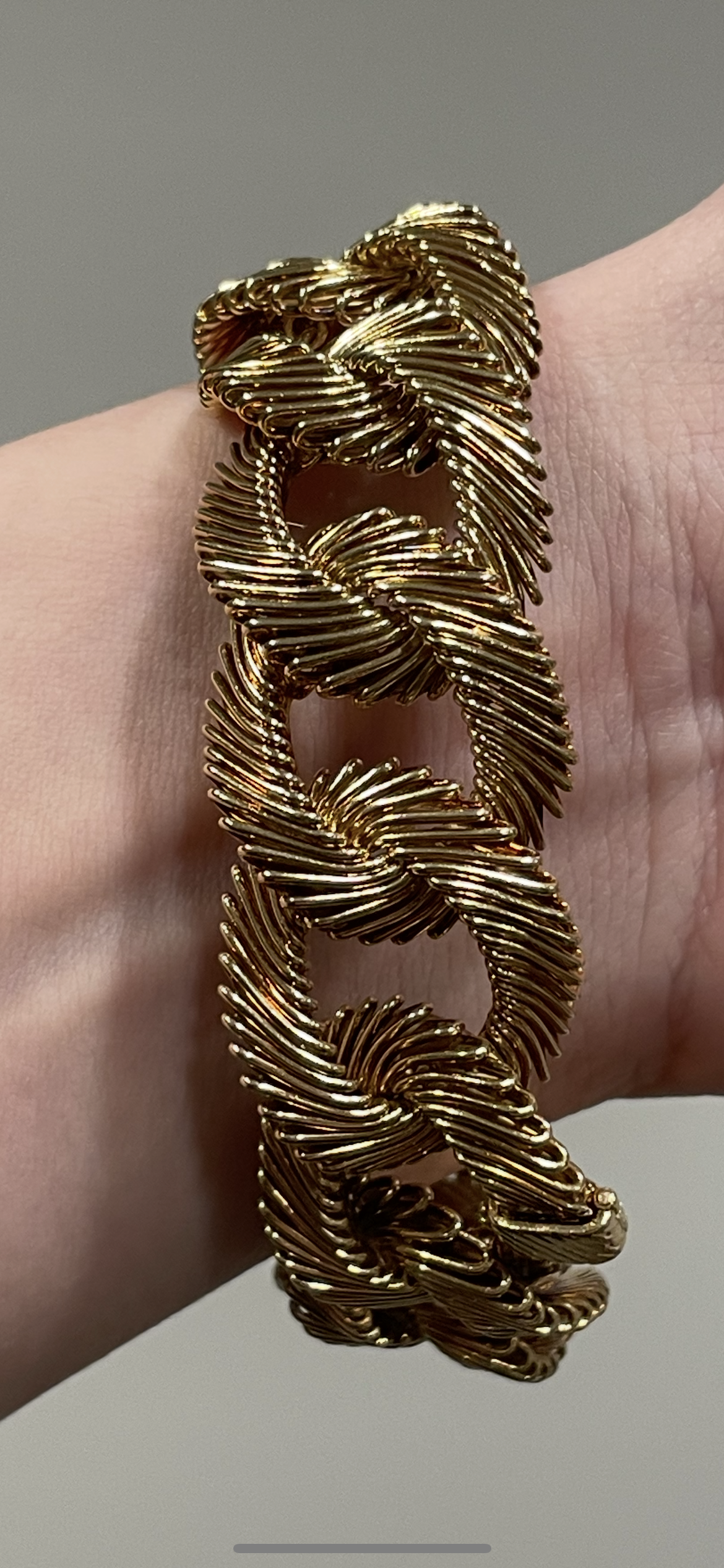 Vathtn Clthteef & Arpels Angel Hair Vintage 18k Yellow Gold Bracelet 1960's