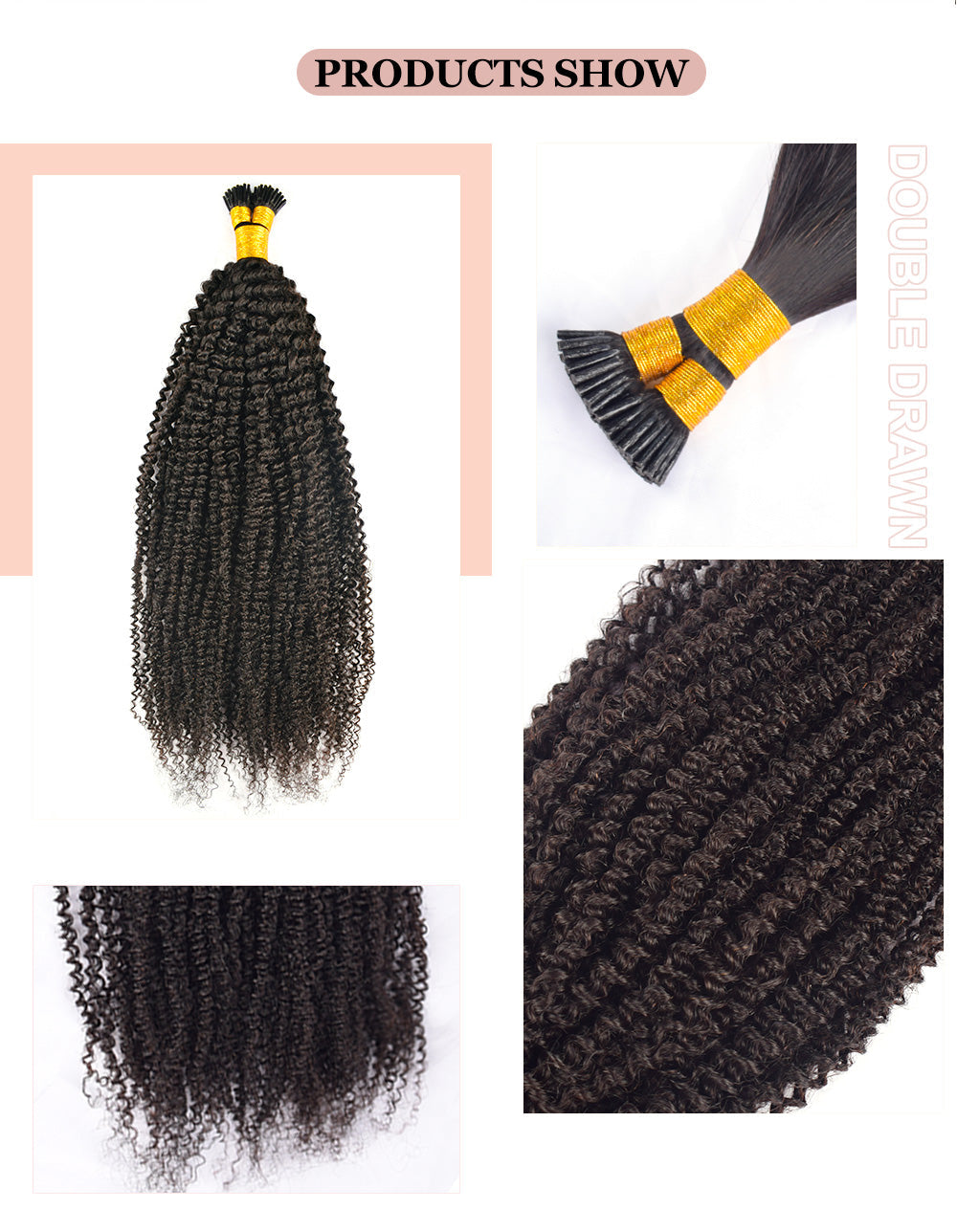 Kinky Curly I Tip Free Shipping Hair Extensions 100% Real Human Hair 100g CVOHAIR