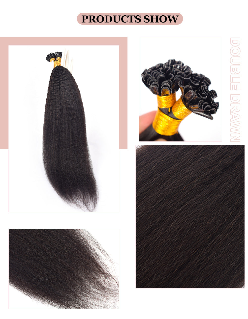 Kinky Straight U-Tip Hair Extensions Free Shipping 100% Real Human Hair 100g CVOHAIR