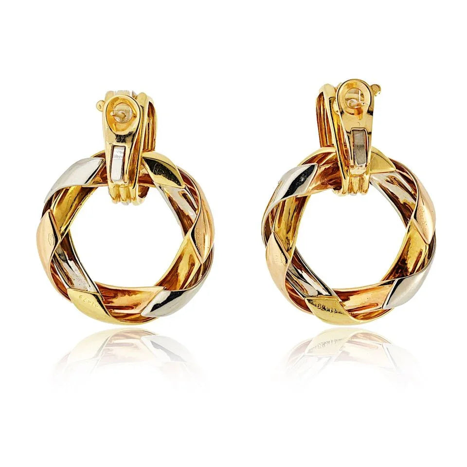 Carthttier 18K Tri Color Door Knocker For Pierced Earrings