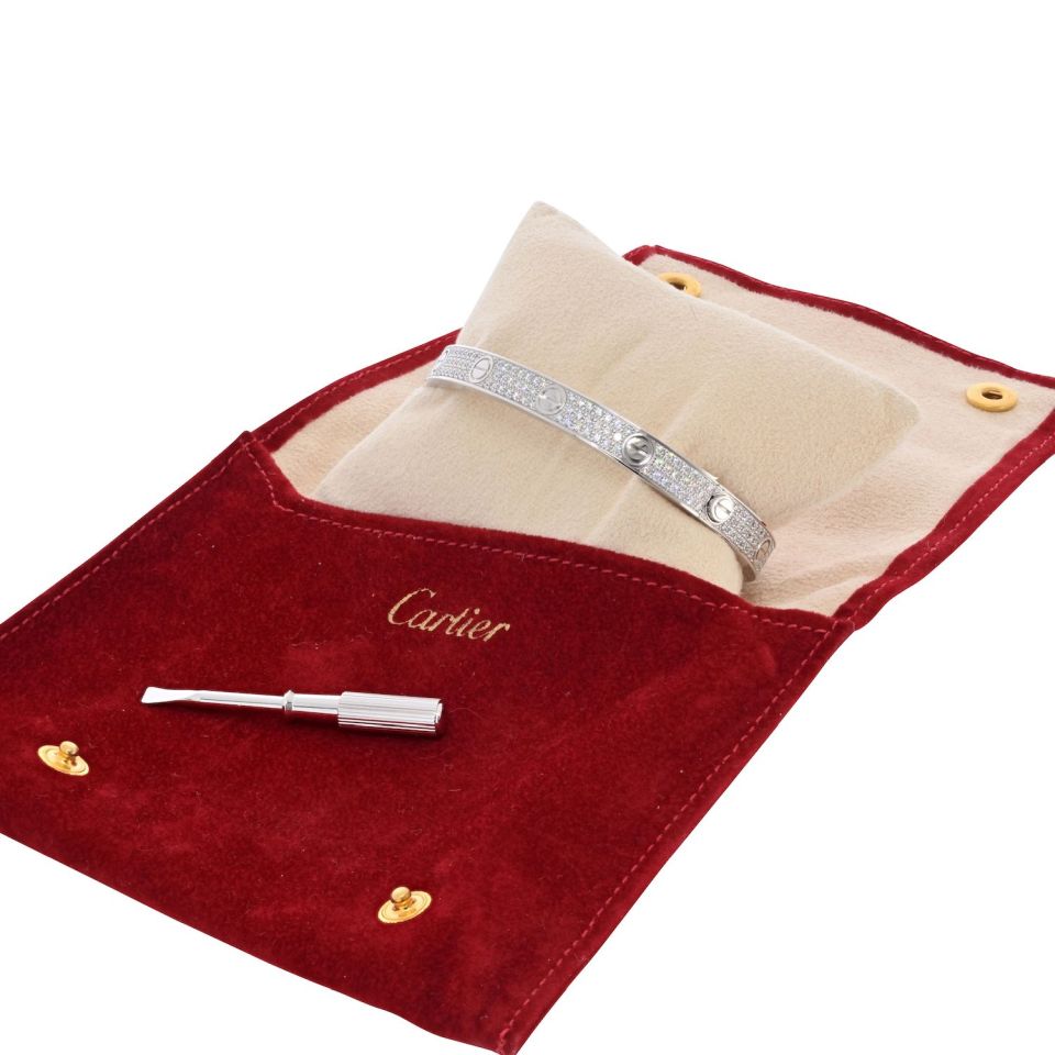 Carthttier Love 18K White Gold Pave Diamonds Size 19 Bracelet