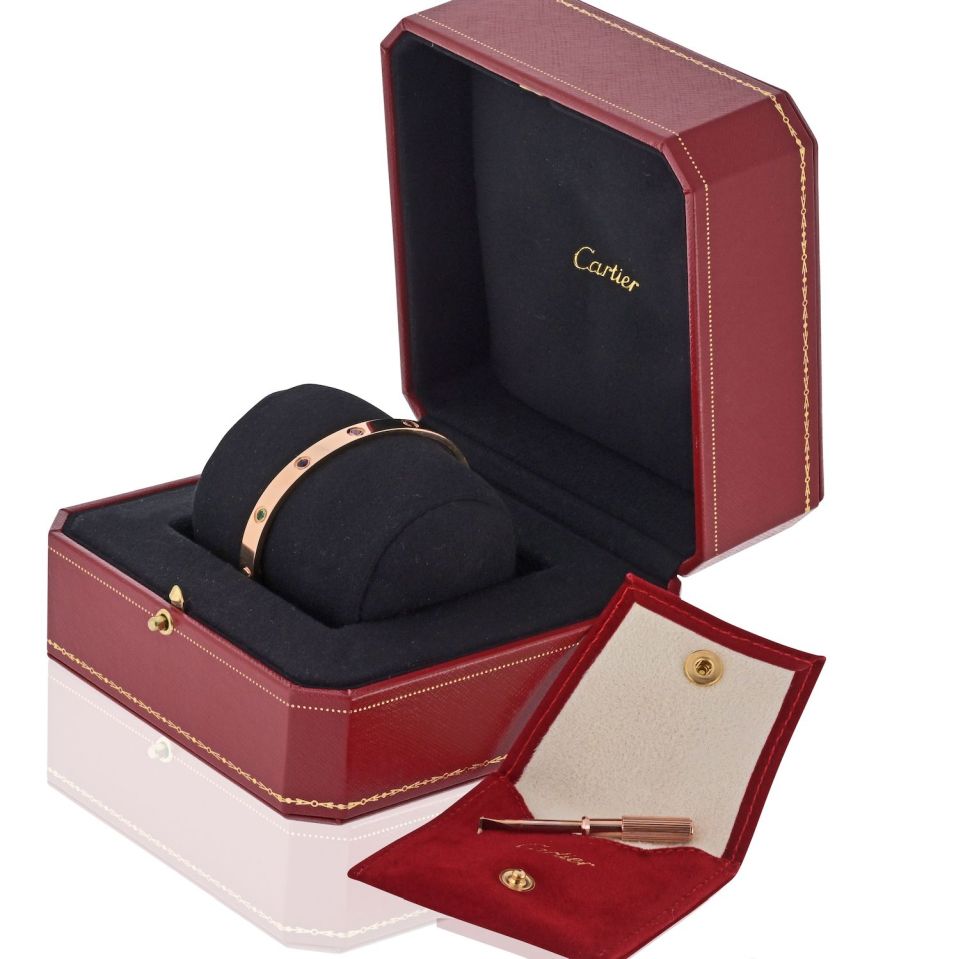 Carthttier Love 18K Rose Gold Multicolored Gemstones Size 19 Bracelet