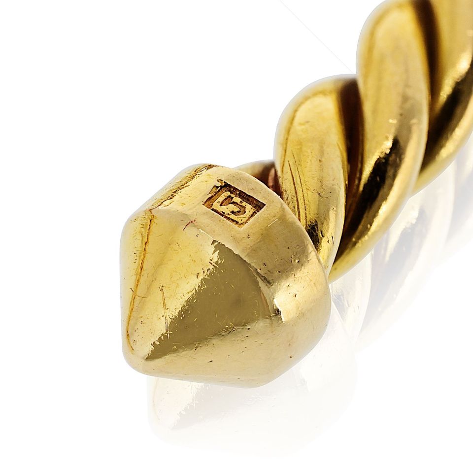 Carthttier 18K Yellow Gold Twisted Cuff Size 16 Bangle Bracelet