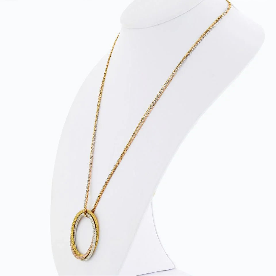 Carthttier Trinity 18K Tri Color Triple Circle Diamond Pendant