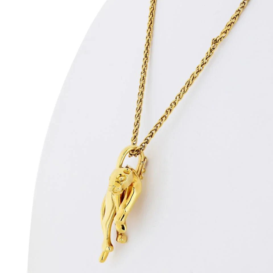 Carthttier 18K Yellow Gold Vintage Panthere On A Signature Chain Pendant
