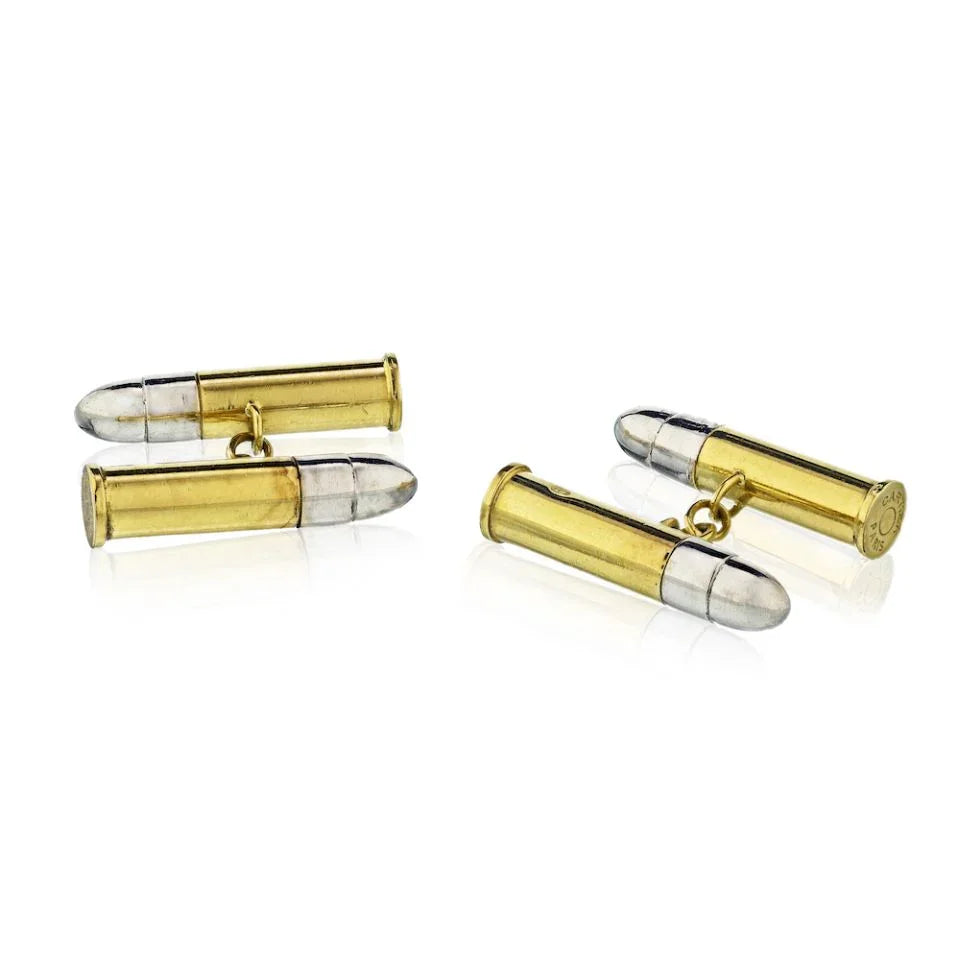 Carthttier French Platinum & 18K Yellow Gold Bullet Cuff Links