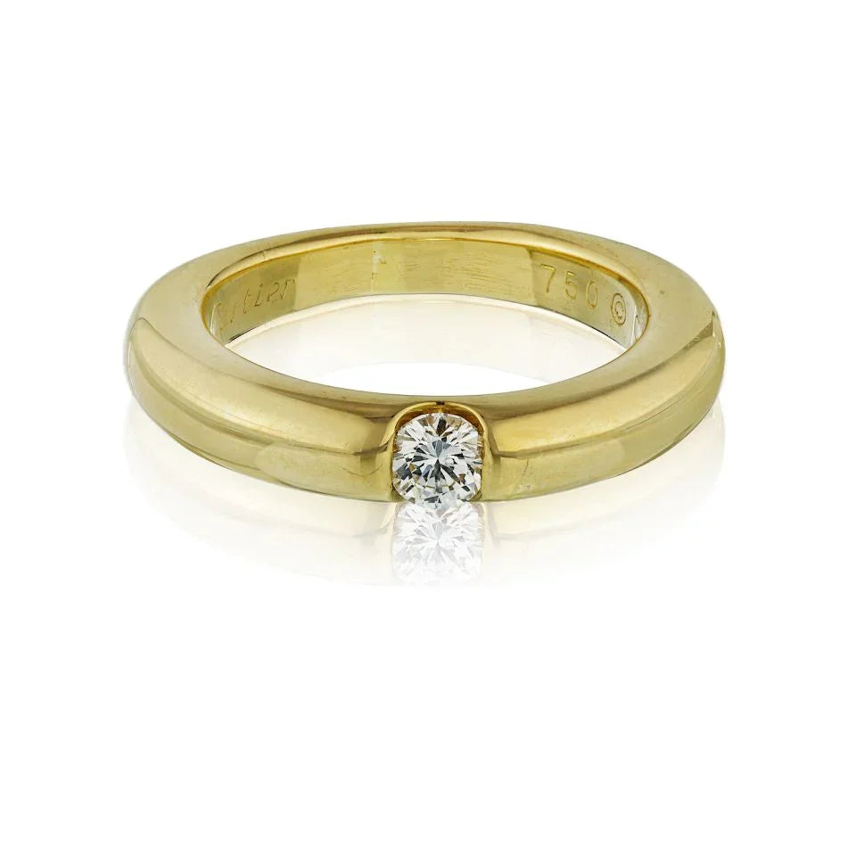 Carthttier Circa 1990 18K Yellow Gold 0.25 Carat Round Cut Engagement Ring