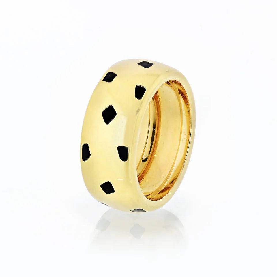 Carthttier Panthere 18K Yellow Gold Spotted Lacquer Wedding Ring