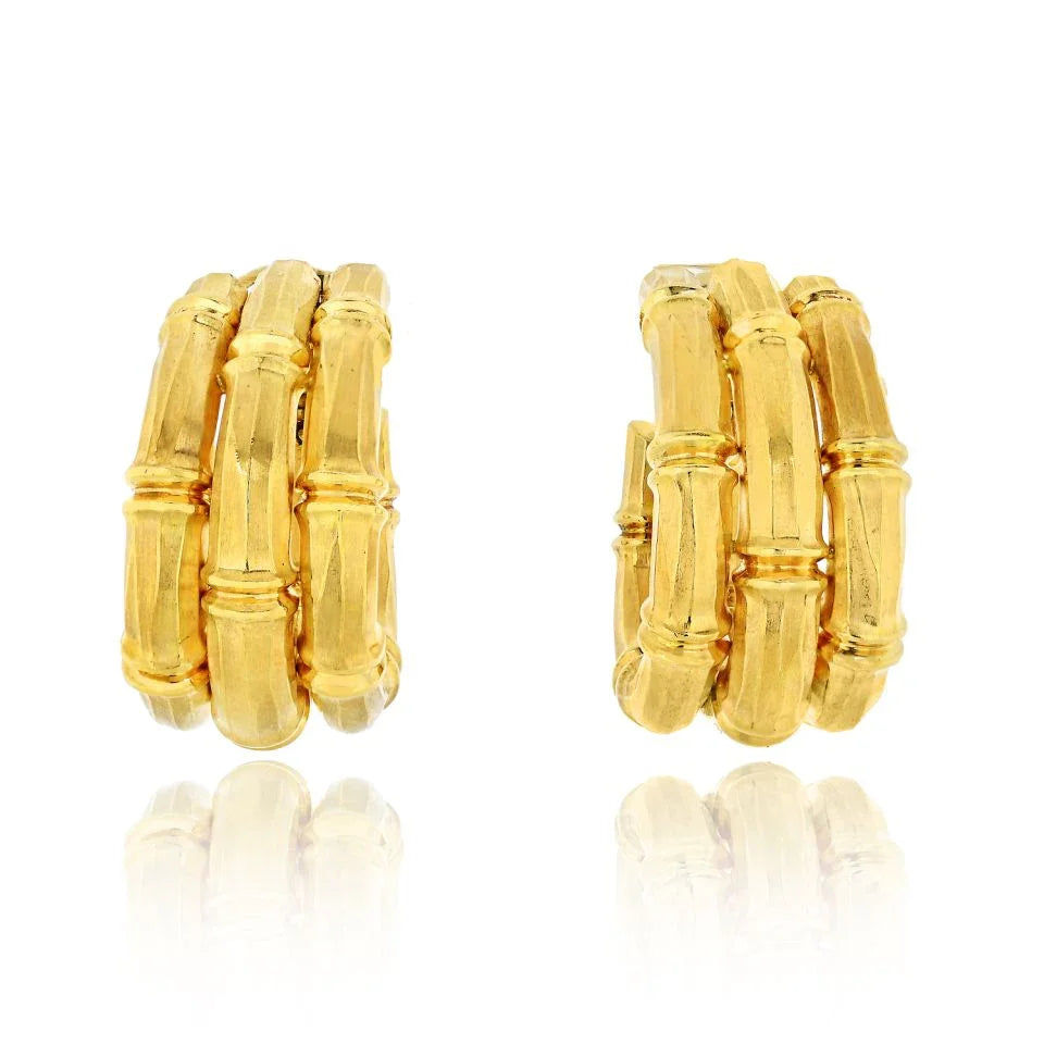 Carthttier Bamboo 18K Yellow Gold Large Earrings