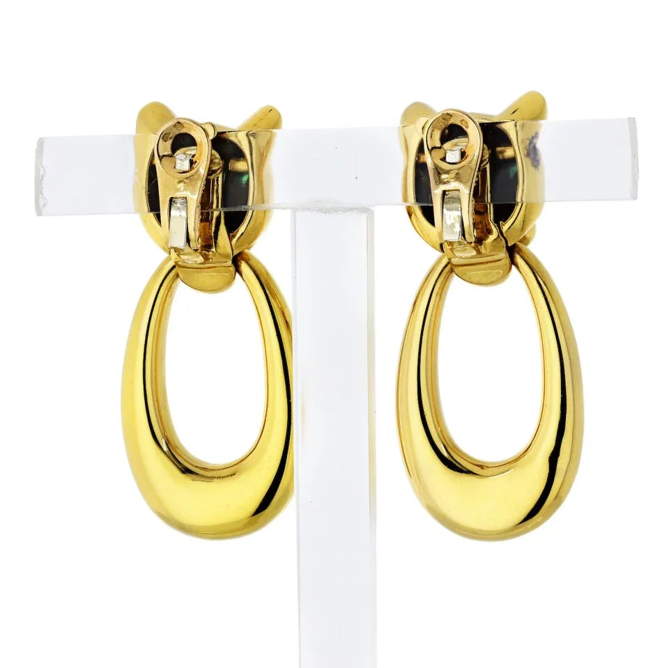 Carthttier Panthere 18K Yellow Gold Door Knockers Clip Earrings