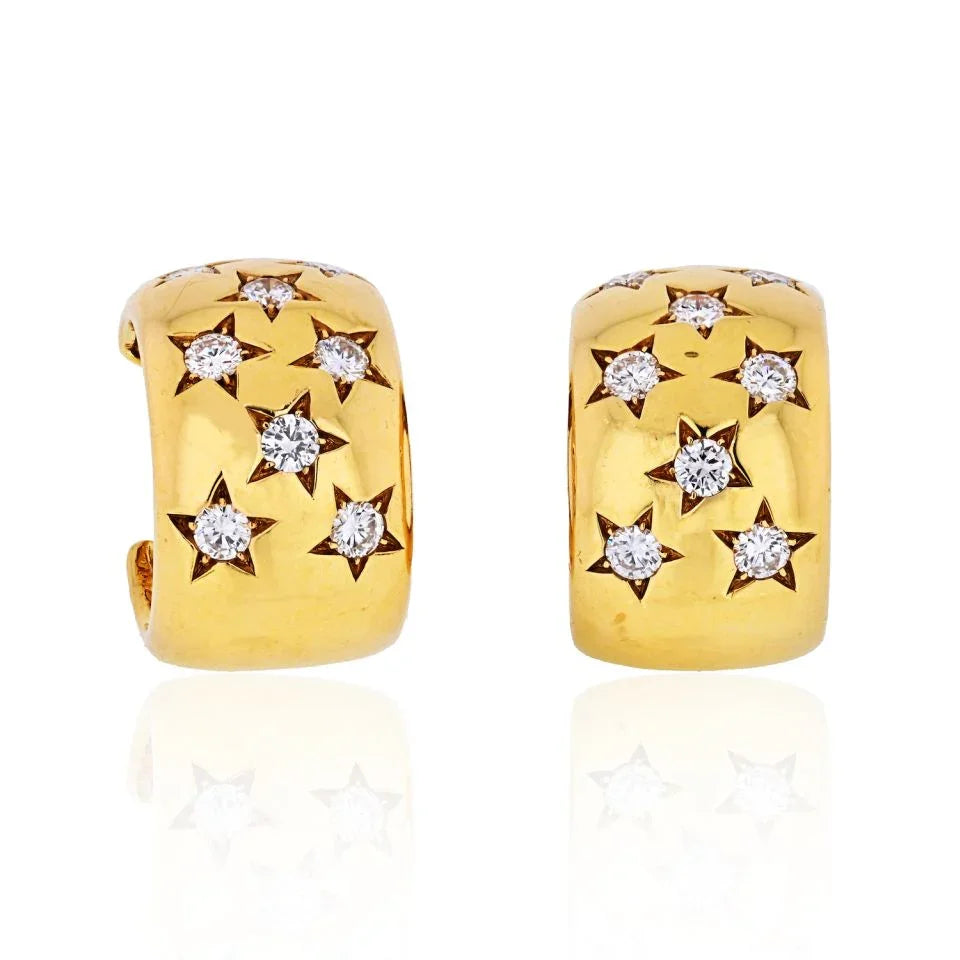 Carthttier 18K Yellow Gold Star Diamond Earrings