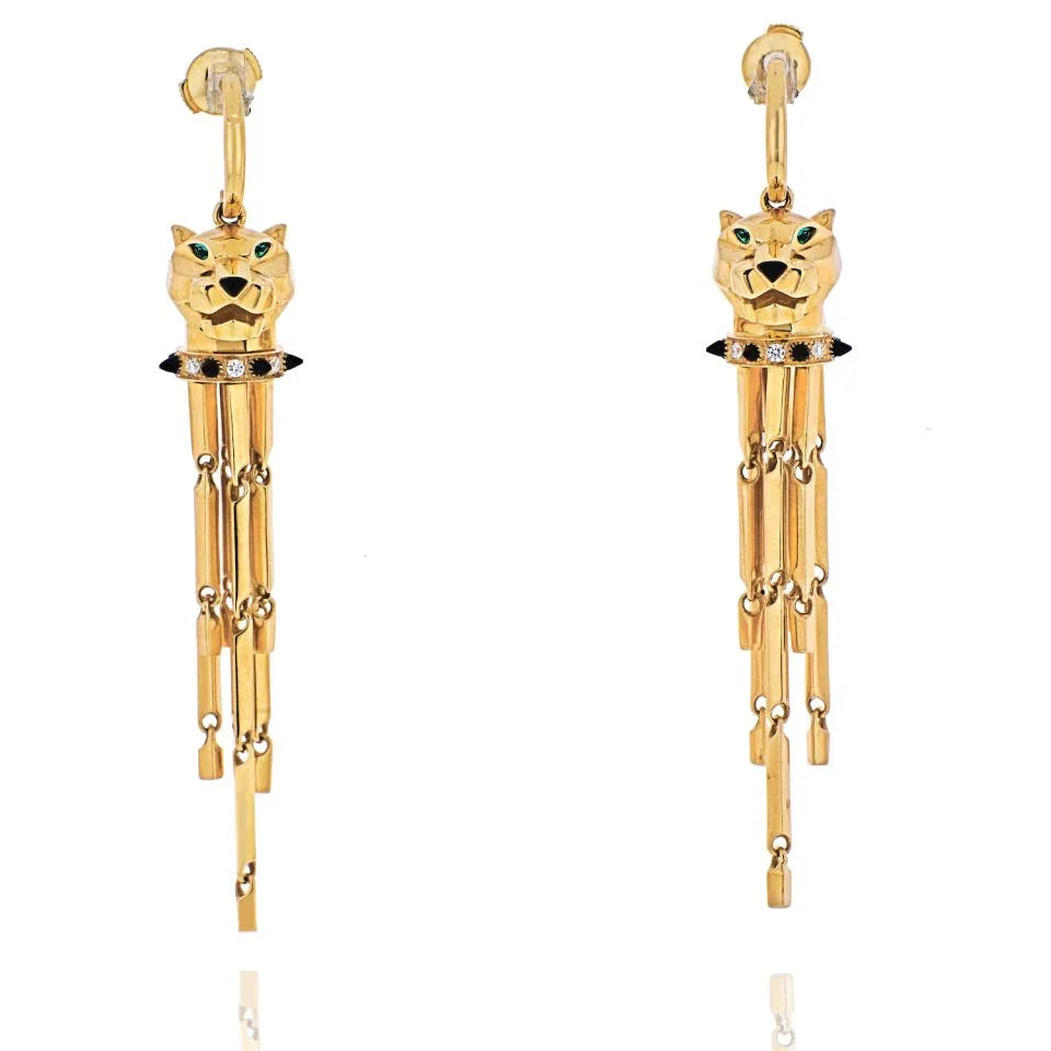 Carthttier 18K Yellow Gold Panthere De Carthttier Tassel Earrings