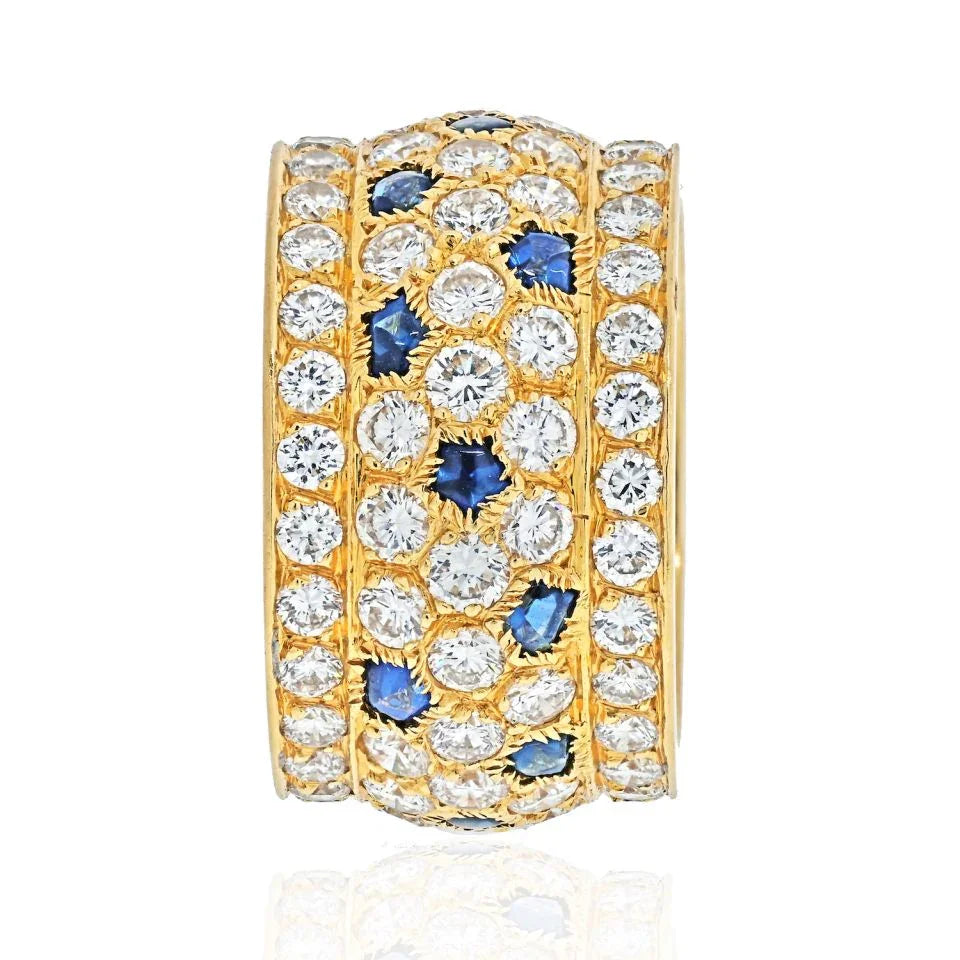 Carthttier 18K Yellow Gold Nigeria Diamond Sapphire Ring