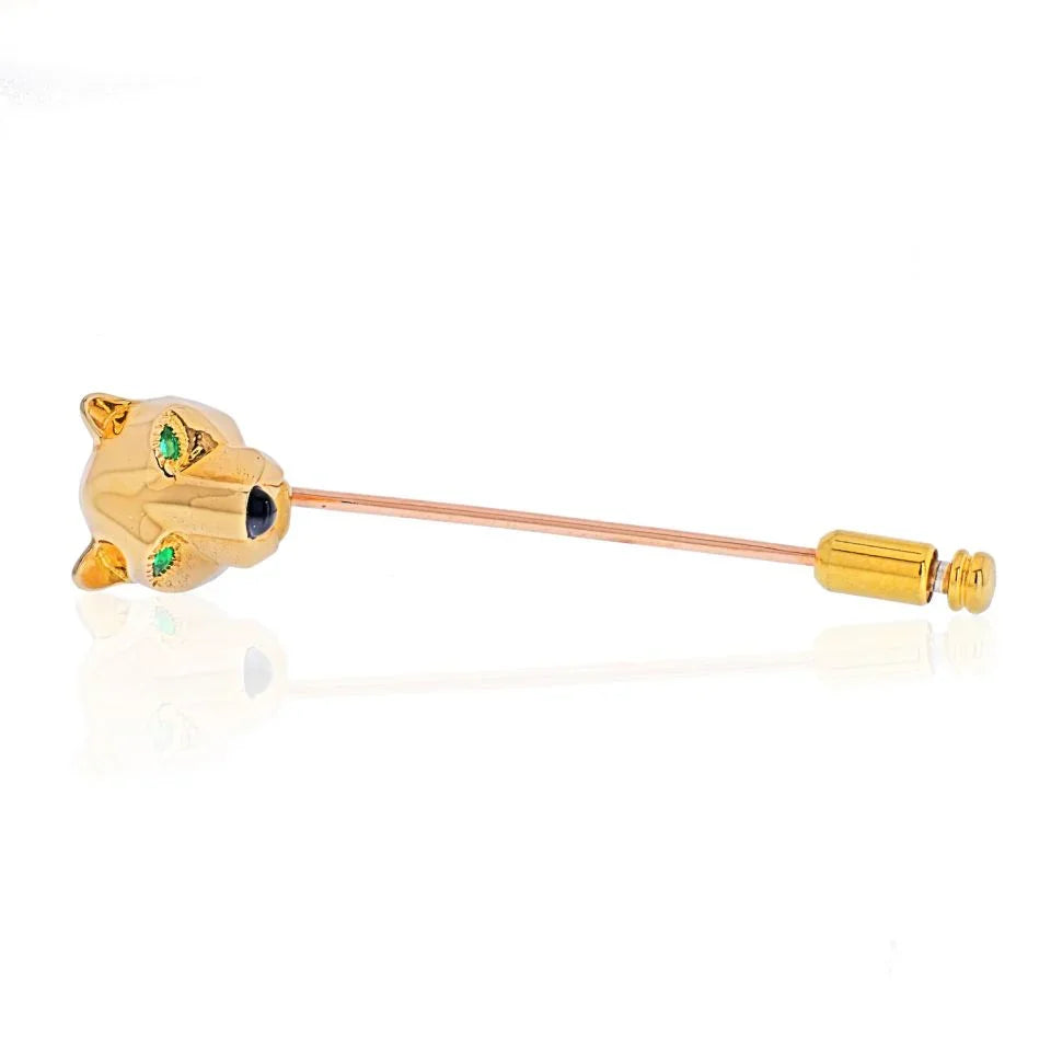 Carthttier 18K Yellow Gold Panthere Tie Pin Brooch