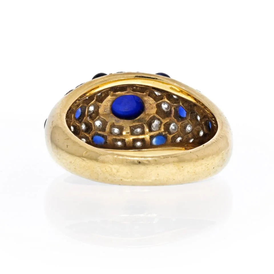 Carthttier 18K Yellow Gold Cabochon Sapphire Diamond Ring