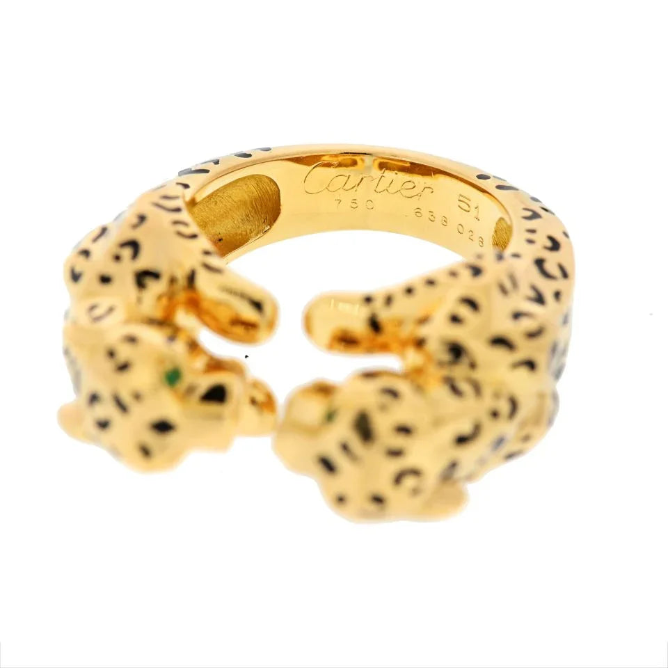 Carthttier 18K Yellow Gold Double Panthere Ring