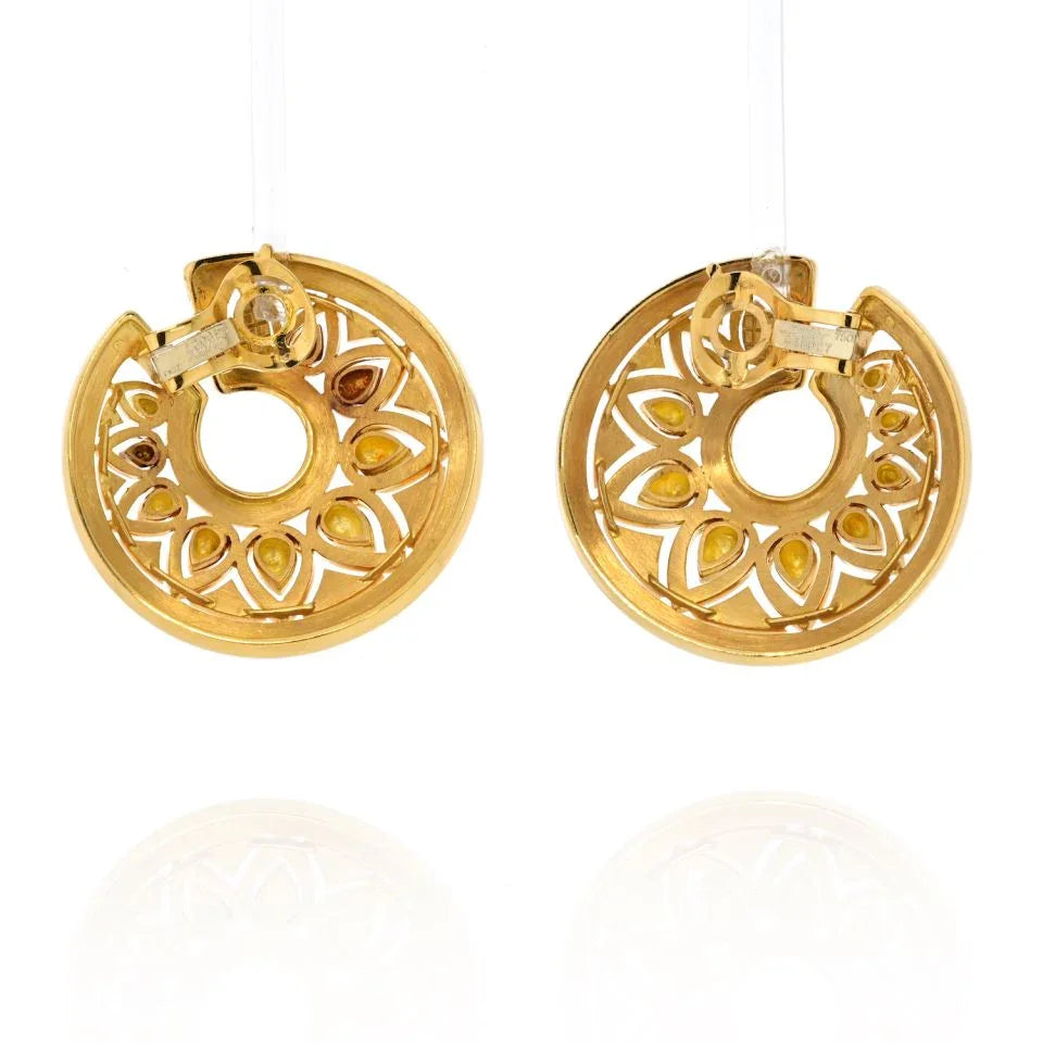 Carthttier 18K Yellow Gold Large Tanjore Open Frame Disc Style Earrings