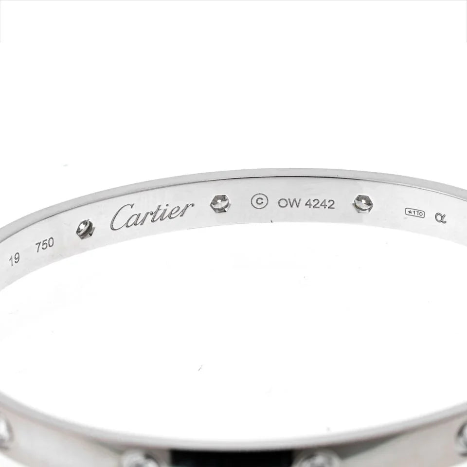 Carthttier 18K White Gold 10 Diamond Love With Screw Driver SZ19 Bracelet