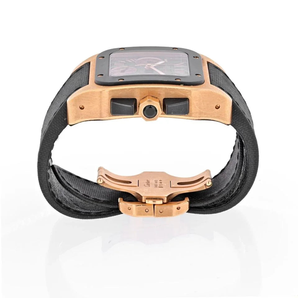 Carthttier 18K Rose Gold Santos 100 XL Chronograph Men Wrist Watch