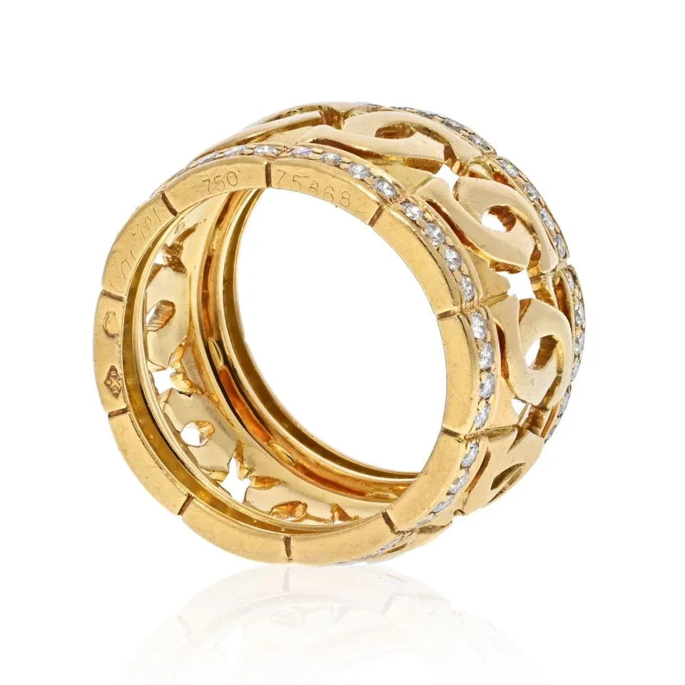 Carthttier 18K Yellow Gold Double C Logo And Diamond Ring