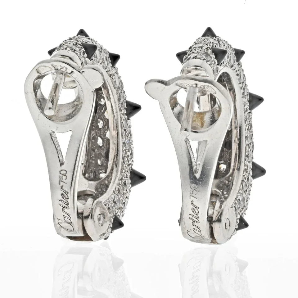 Carthttier 18K White Gold Clash Diamond And Black Onyx Earrings
