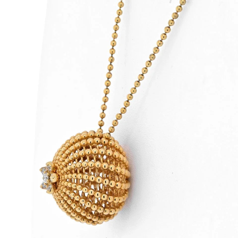 Carthttier 18K Yellow Gold Cactus 6 Diamond Pendant Necklace