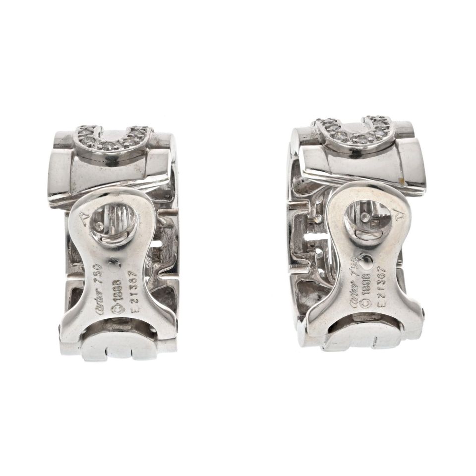 Carthttier 18K White Gold Diamond Hoop Earrings