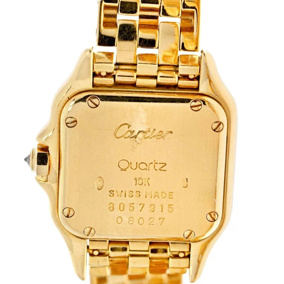 Carthttier 18K Yellow Gold Panthere Maillon Black Lacquer Diamond Women Watch