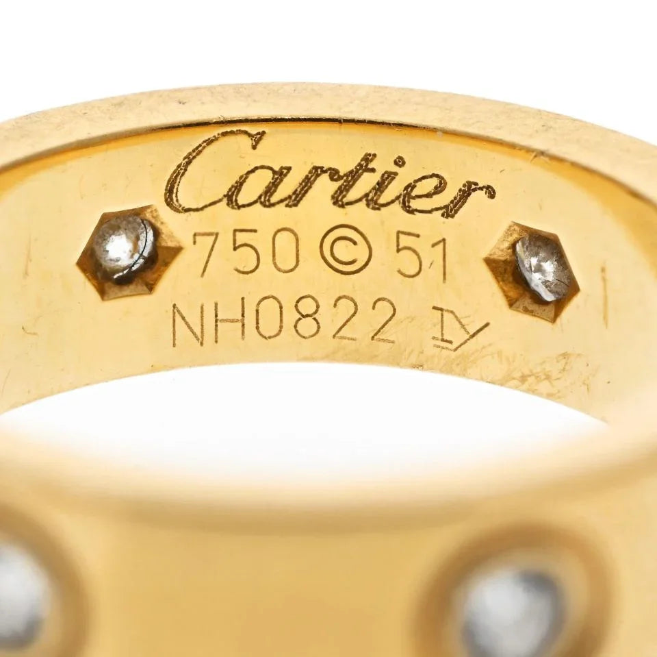 Carthttier Love 18K Yellow Gold 6 Diamond Love Ring