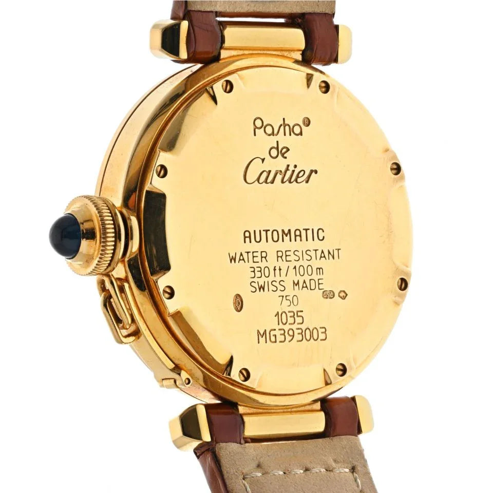 Carthttier 18K Yellow Gold Smooth Bezel White Dial Automatic Women Watch