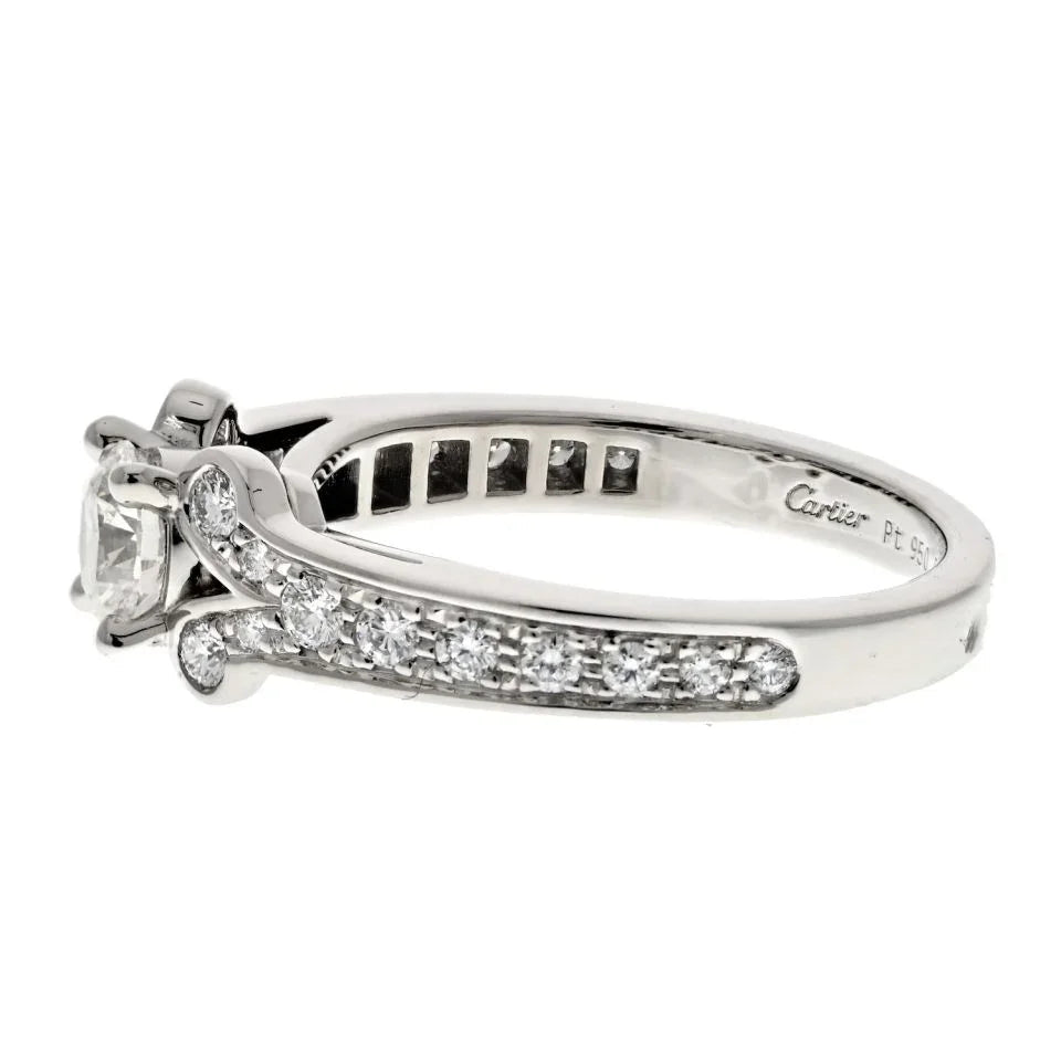Carthttier Platinum Ballerine Solitaire 0.51ct Round Diamond Ring
