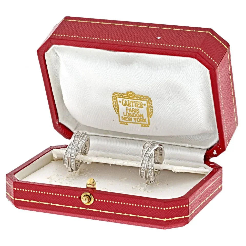 Carthttier Trinity 18K White Gold Trinity Diamond Earrings
