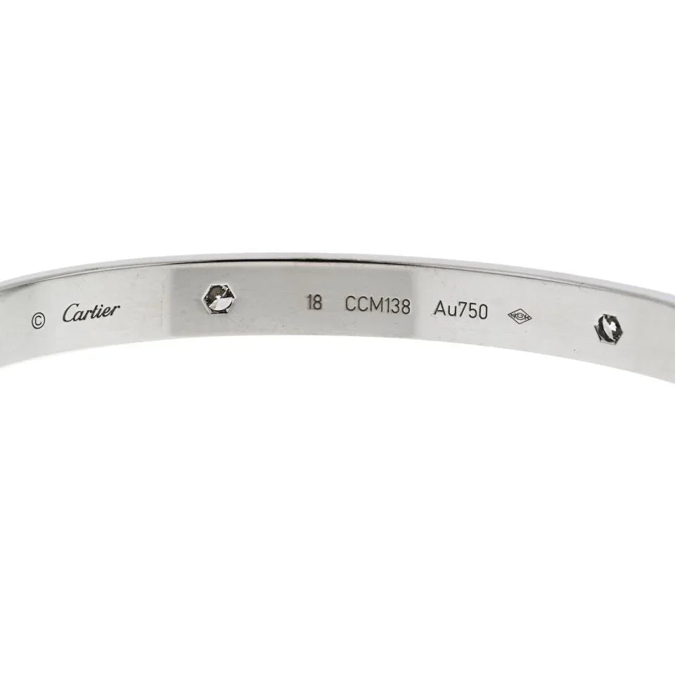 Carthttier Love 18K White Gold Love 4 Diamond Size 18 Bracelet