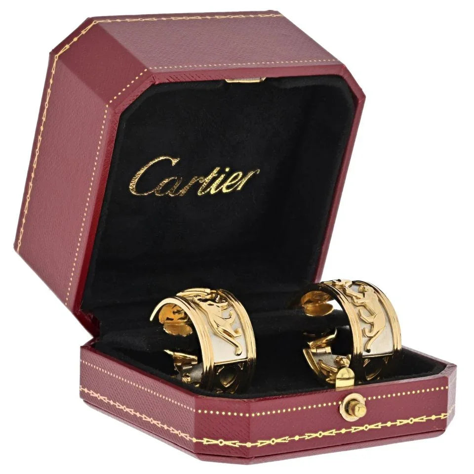 Carthttier 18K Two Tone Walking Panthere Hoop Earrings
