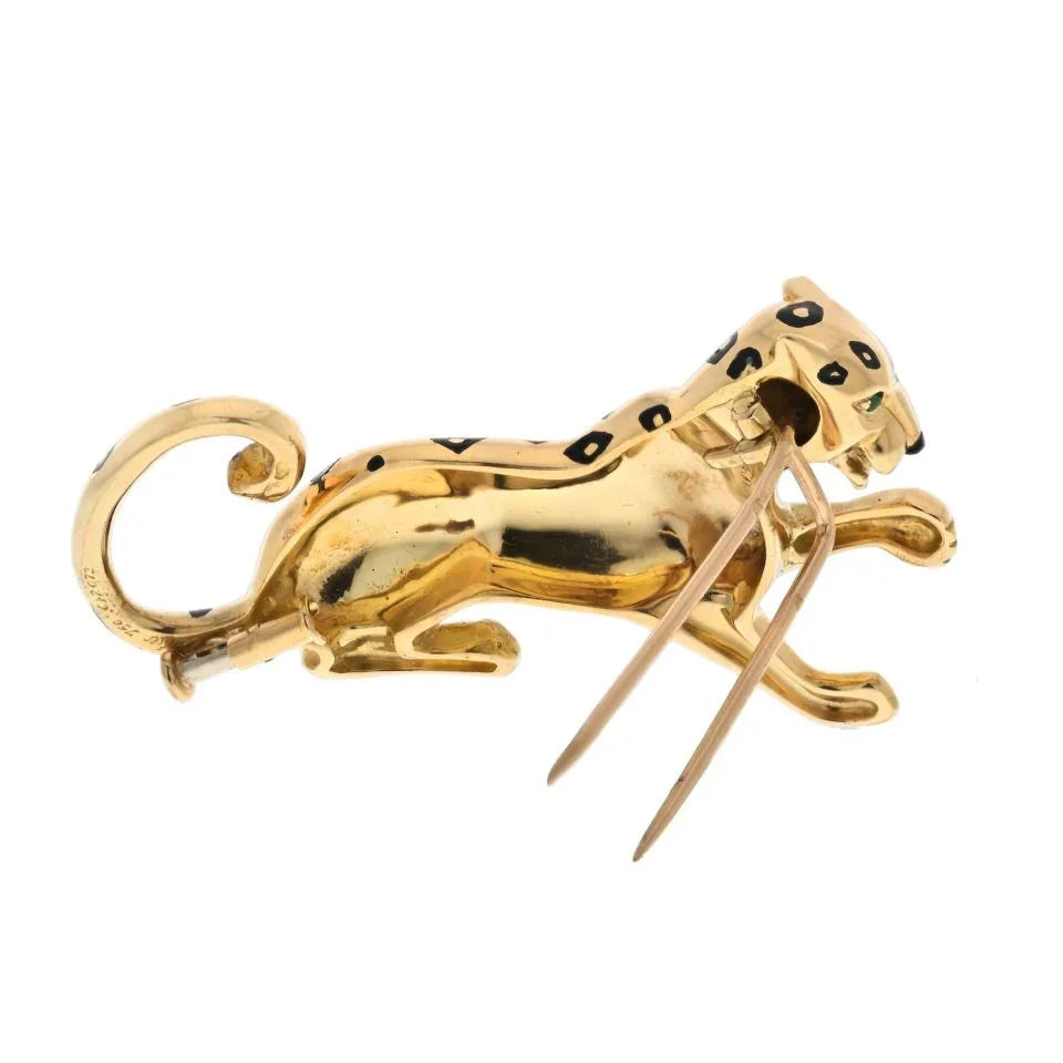 Carthttier Platinum & 18K Yellow Gold Panthere Spotted Lacquer Brooch