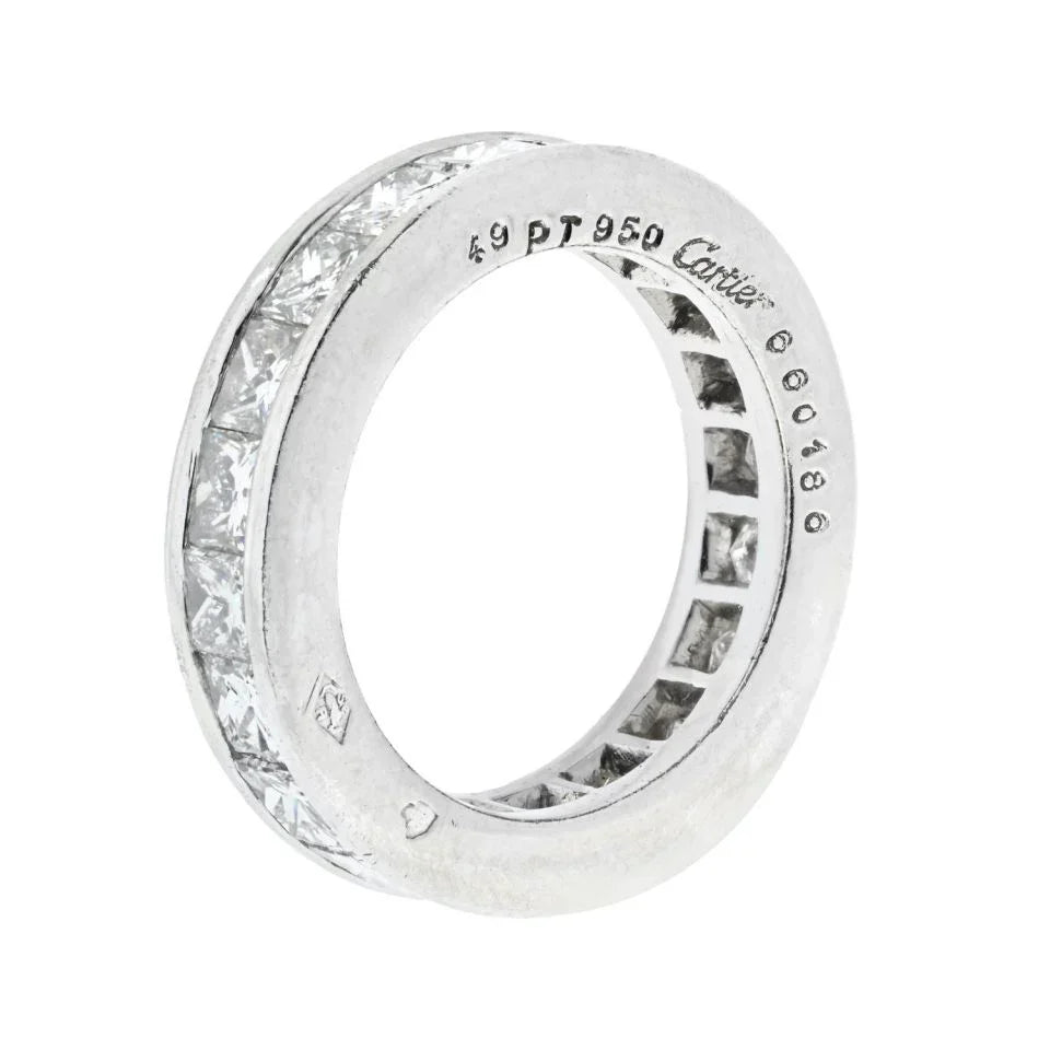 Carthttier Platinum 5.50cttw Princess Cut Diamond Eternity EU 49 Ring