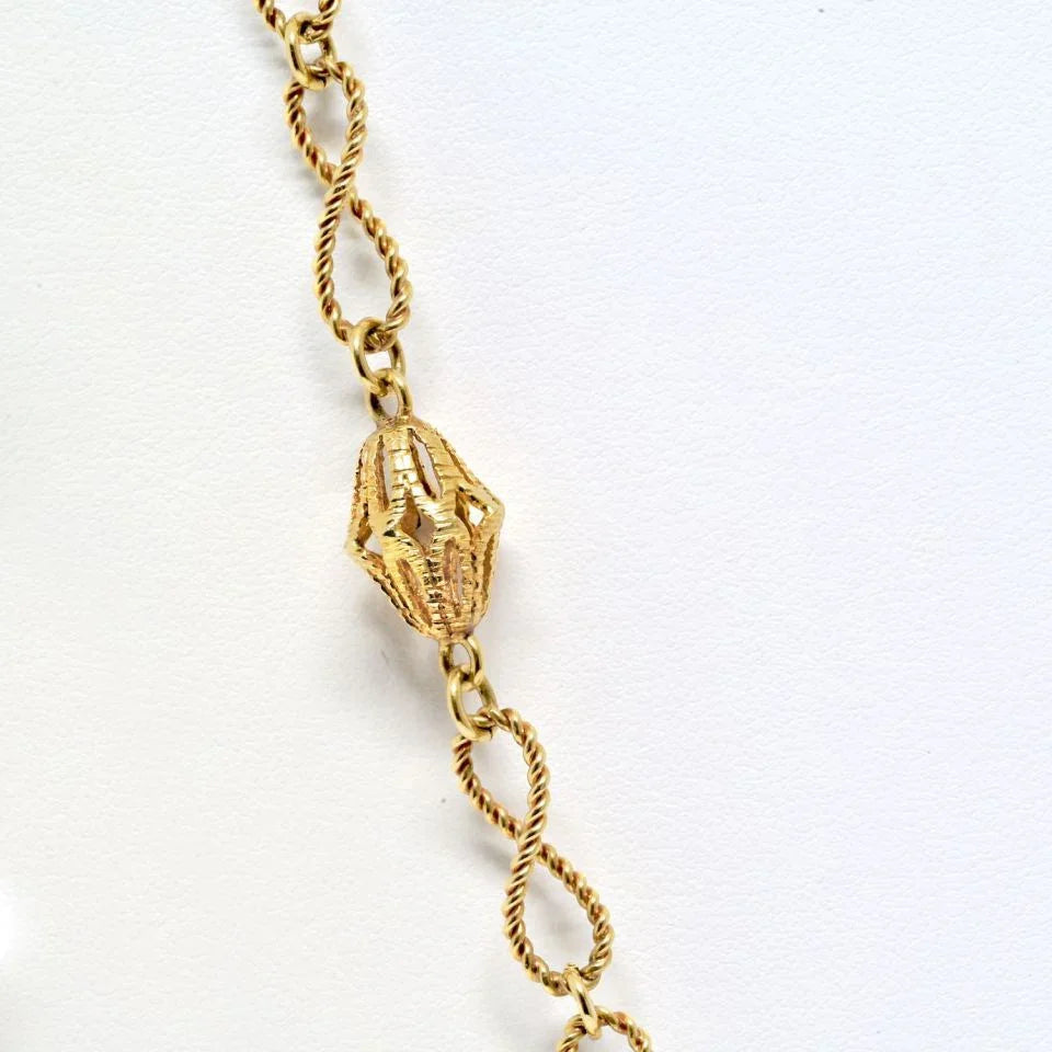 Carthttier 18K Yellow Gold 1970's Wire Twist Disk Chain Necklace