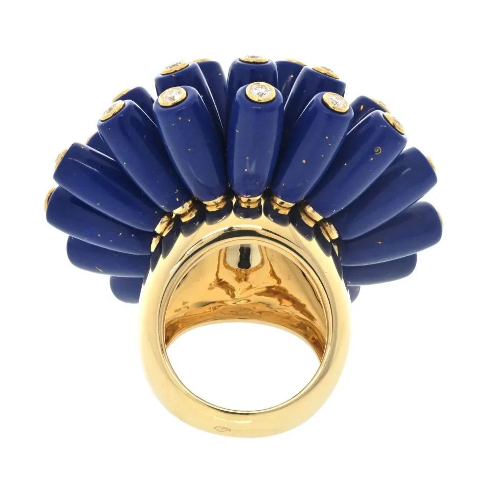 Carthttier Paris Nouvelle Vague 18K Yellow Gold Blue Lapis And Diamond Ring
