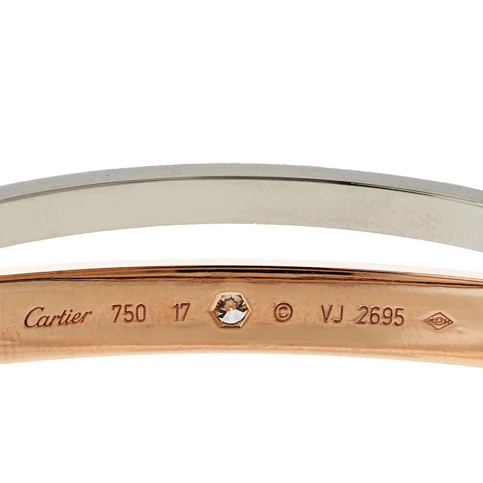 Carthttier 18K White And Rose Gold Love 12 Diamonds Size 17 Bracelet