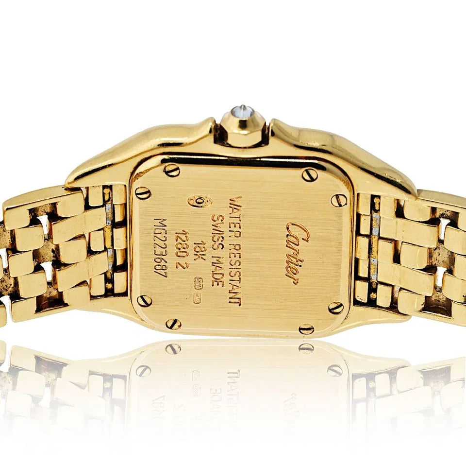 Carthttier Panthere 18K Yellow Gold Factory Diamond Mid Size Ref 1280/2 Women Watch