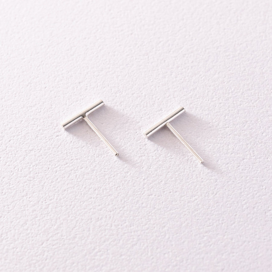 Dainty Ear Studs Gold Plated Silver Basic Bar Earrings